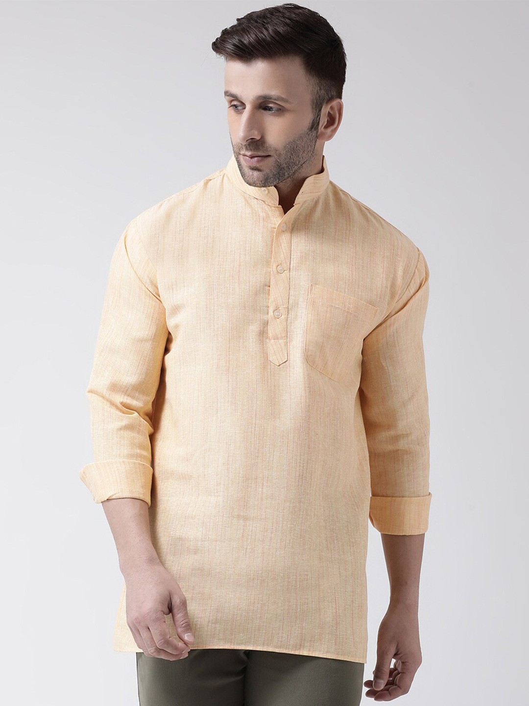 

RIAG Mandarin Collar Cotton Kurta, Beige