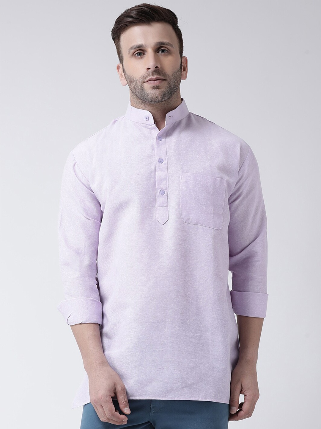 

RIAG Mandarin Collar Opaque Casual Shirt, Purple