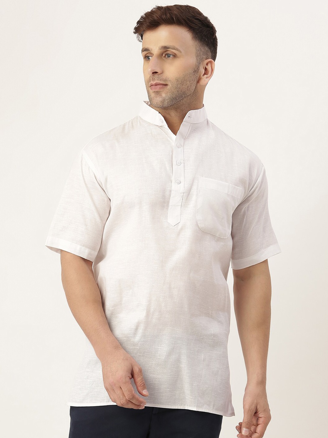 

RIAG Mandarin Collar Pure Cotton Kurta, White