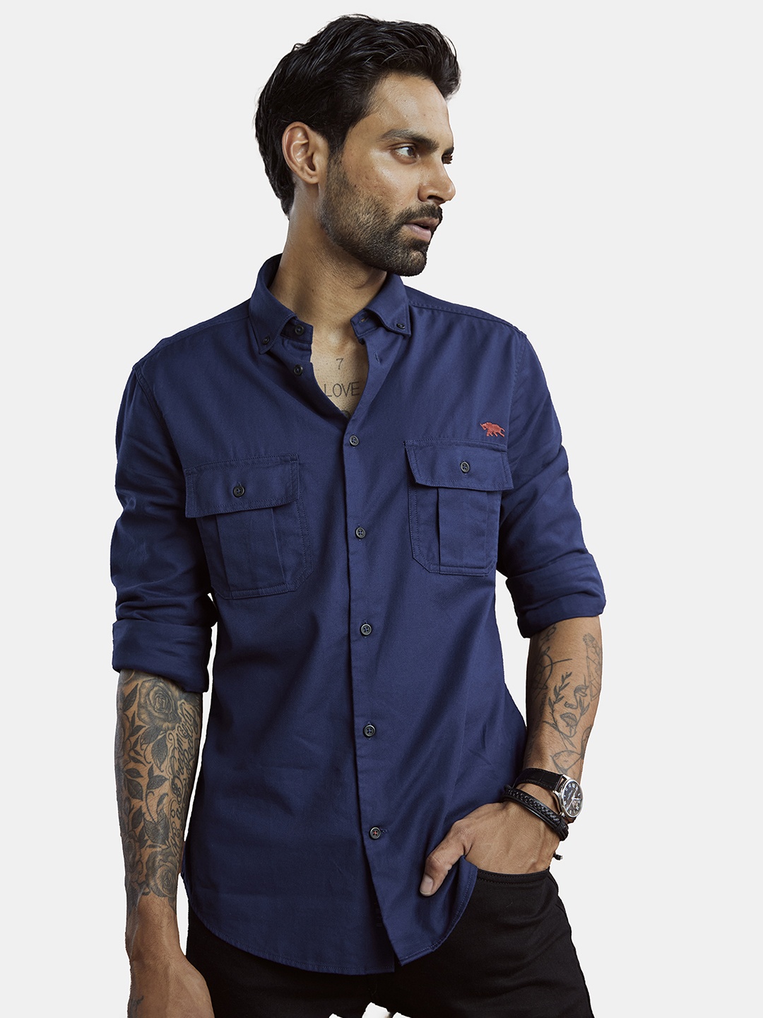 

Andamen Premium Opaque Twill Cotton Casual Shirt, Blue