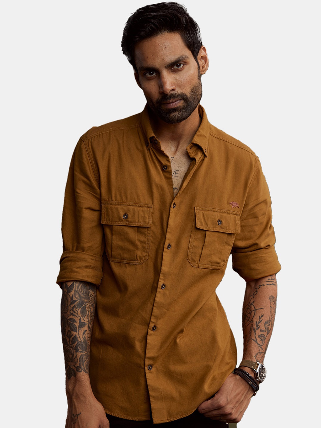 

Andamen Premium Opaque Cotton Casual Shirt, Brown