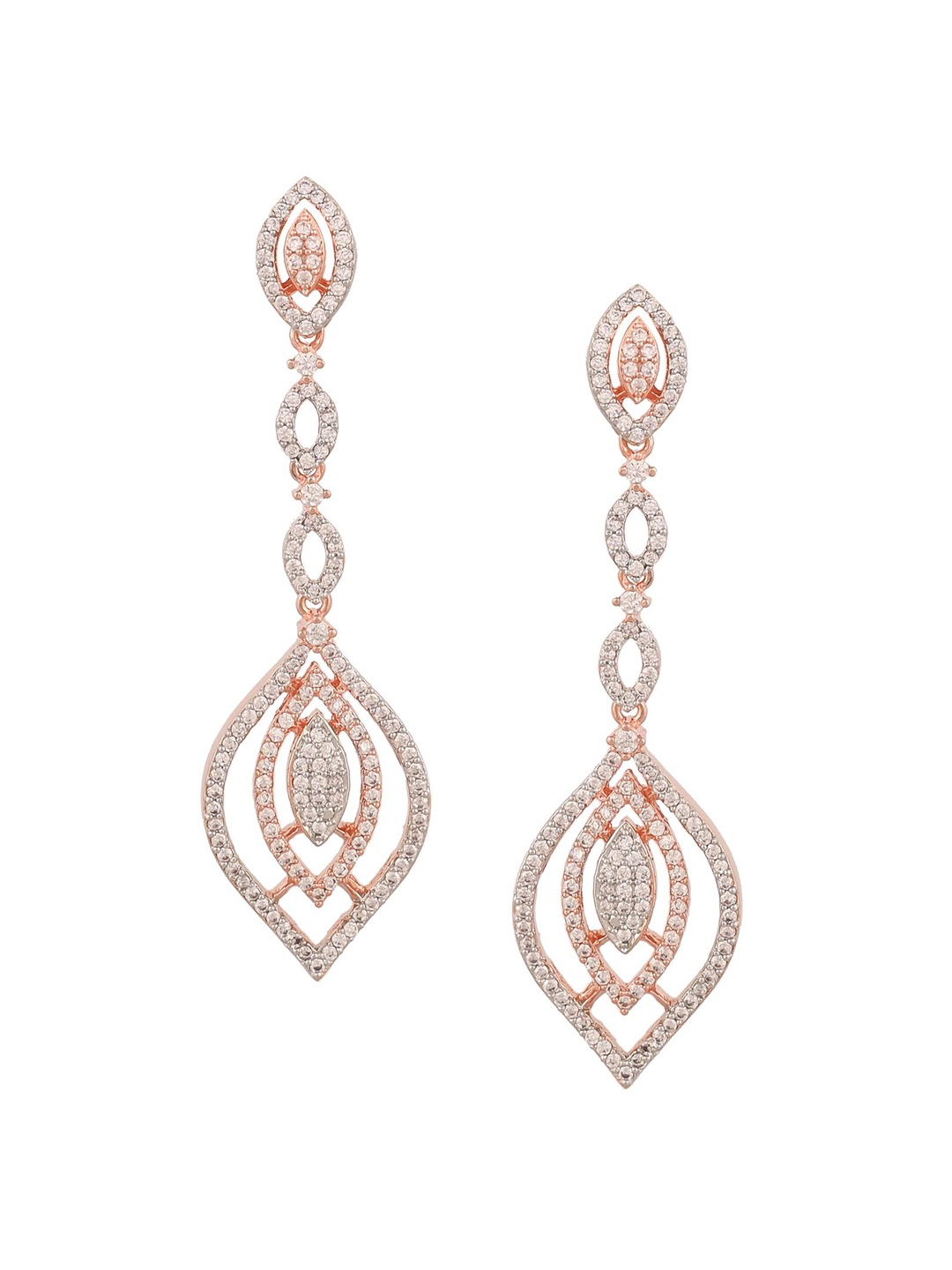 

RATNAVALI JEWELS Rose Gold-Plated Contemporary Drop Earrings