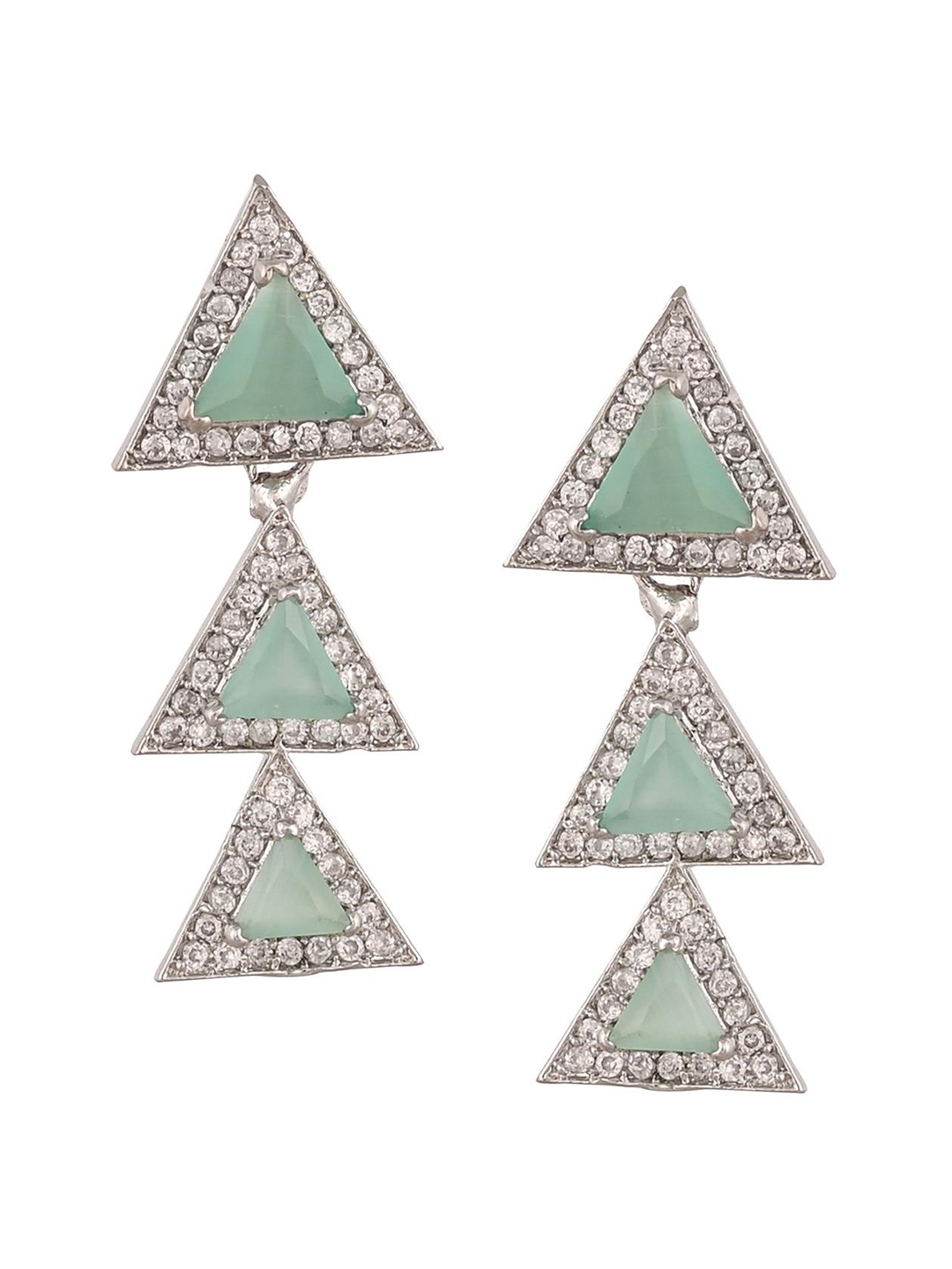 

RATNAVALI JEWELS Silver-Plated Triangular Drop Earrings