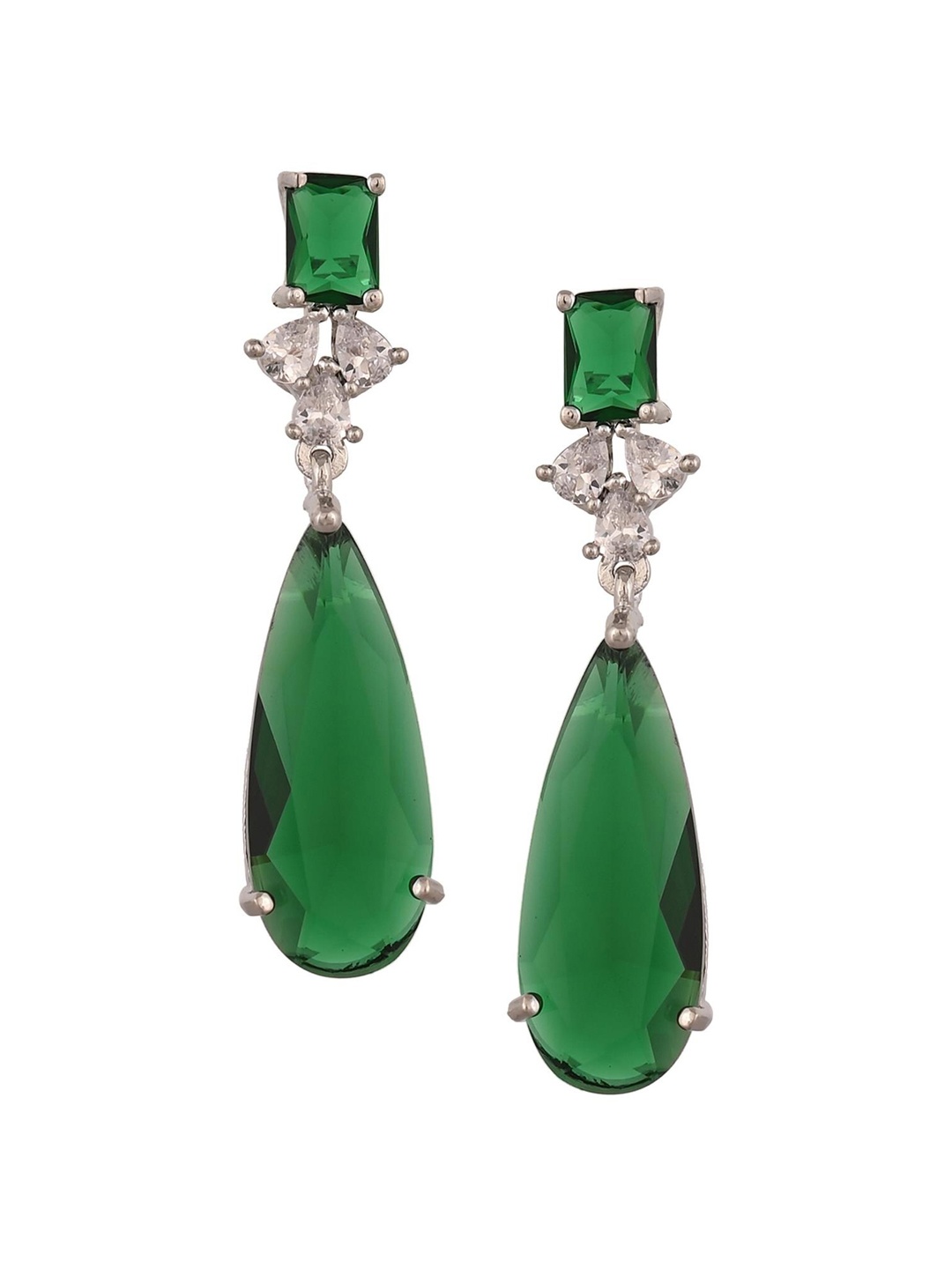 

RATNAVALI JEWELS Silver-Plated Teardrop Shaped Drop Earrings