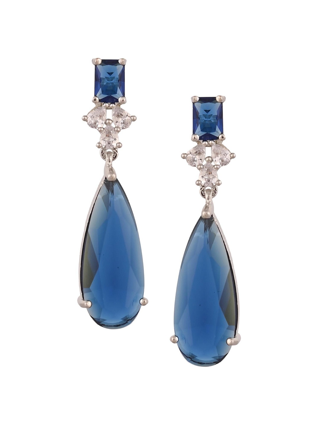 

RATNAVALI JEWELS Silver-Plated Teardrop Shaped Drop Earrings