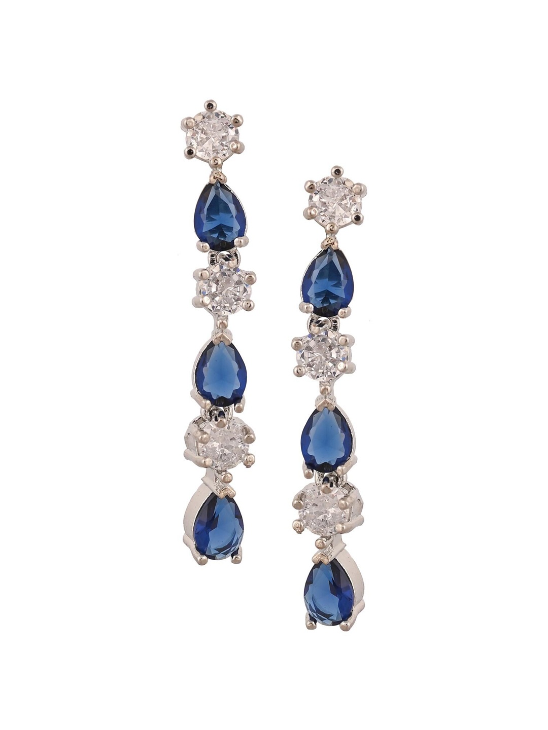 

RATNAVALI JEWELS Silver-Plated Teardrop Shaped Drop Earrings