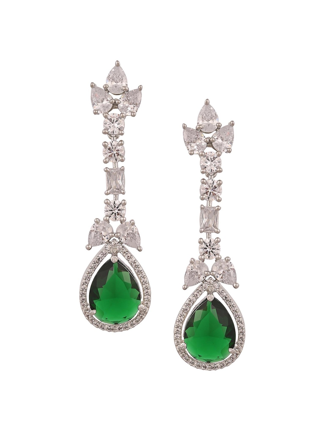 

RATNAVALI JEWELS Silver-Plated Teardrop Shaped Drop Earrings