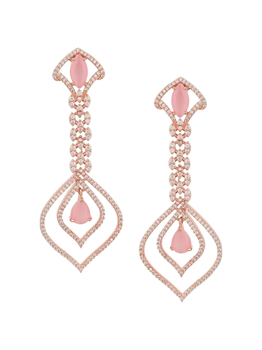 

RATNAVALI JEWELS Rose Gold-Plated Contemporary Drop Earrings