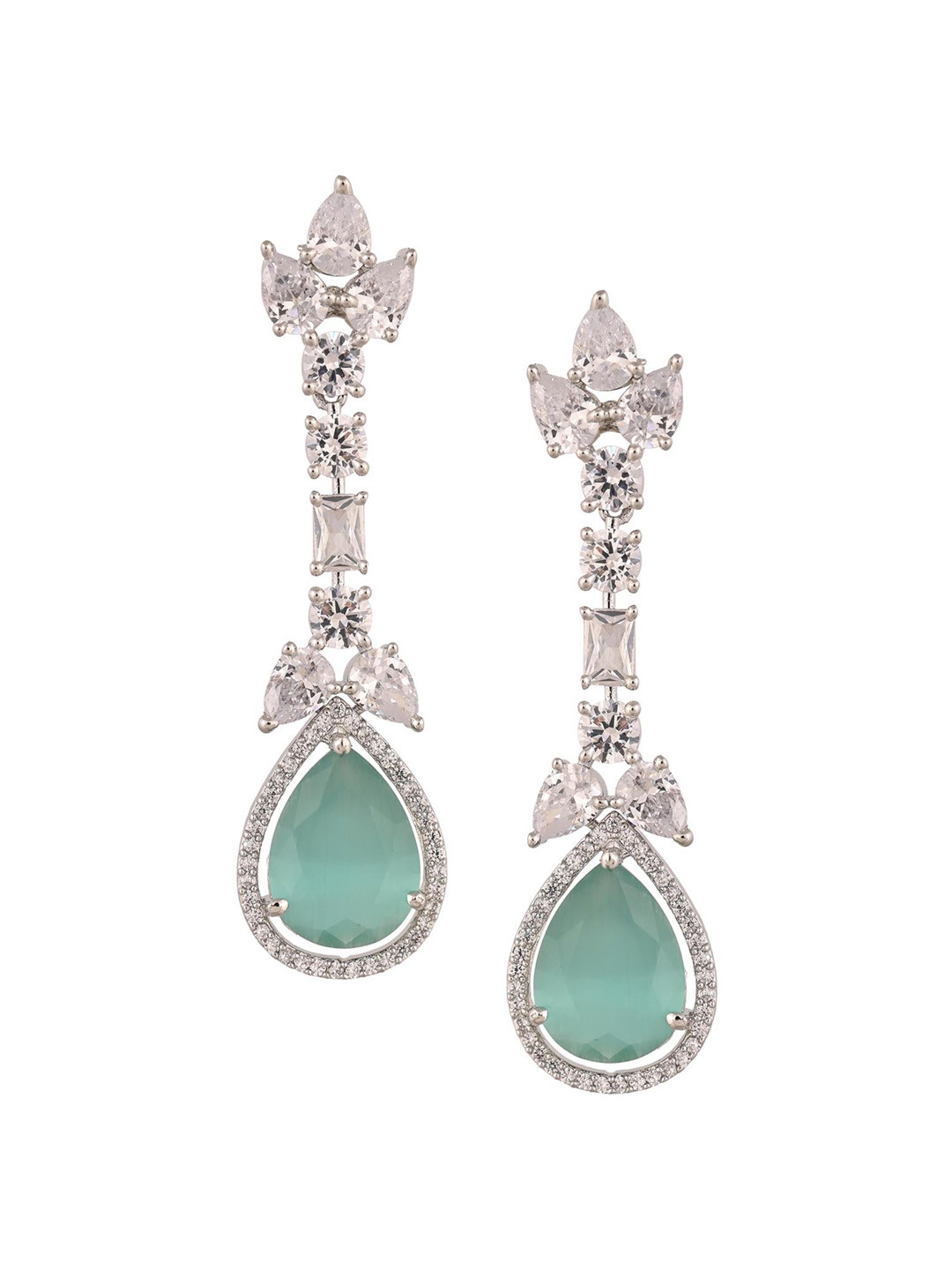 

RATNAVALI JEWELS Silver-Plated Teardrop Shaped Drop Earrings