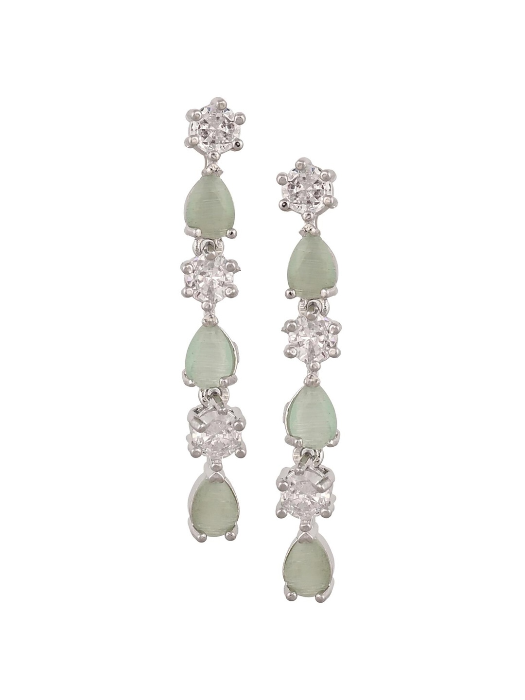 

RATNAVALI JEWELS Silver-Plated Teardrop Shaped Drop Earrings