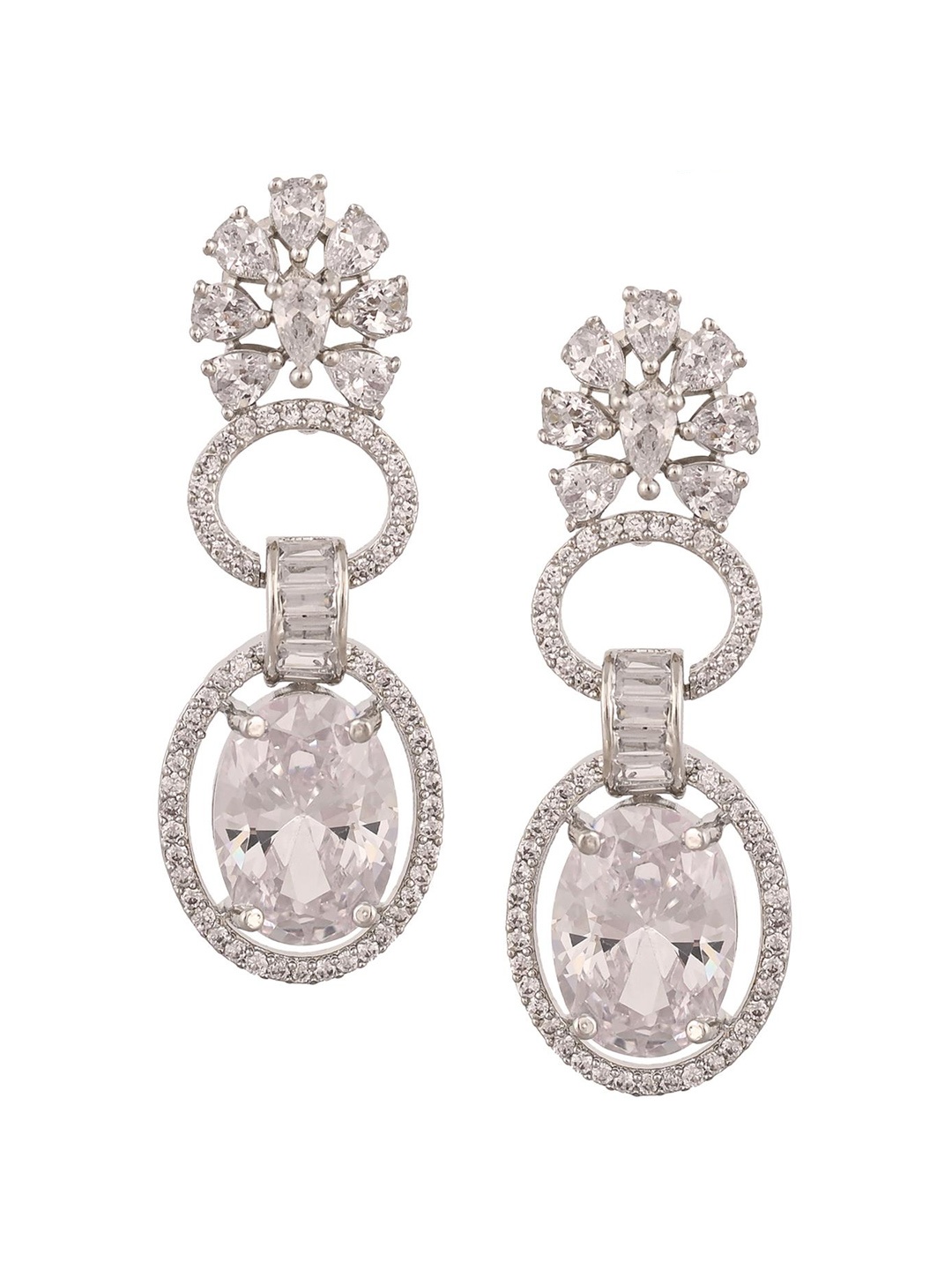 

RATNAVALI JEWELS Silver-Plated Contemporary Drop Earrings