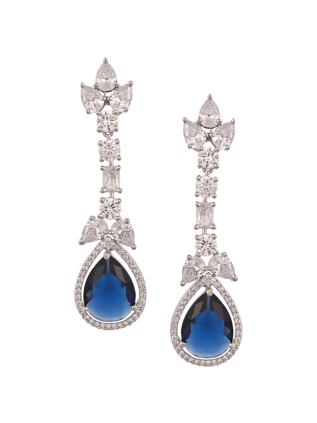 

RATNAVALI JEWELS Silver-Plated Teardrop Shaped Drop Earrings