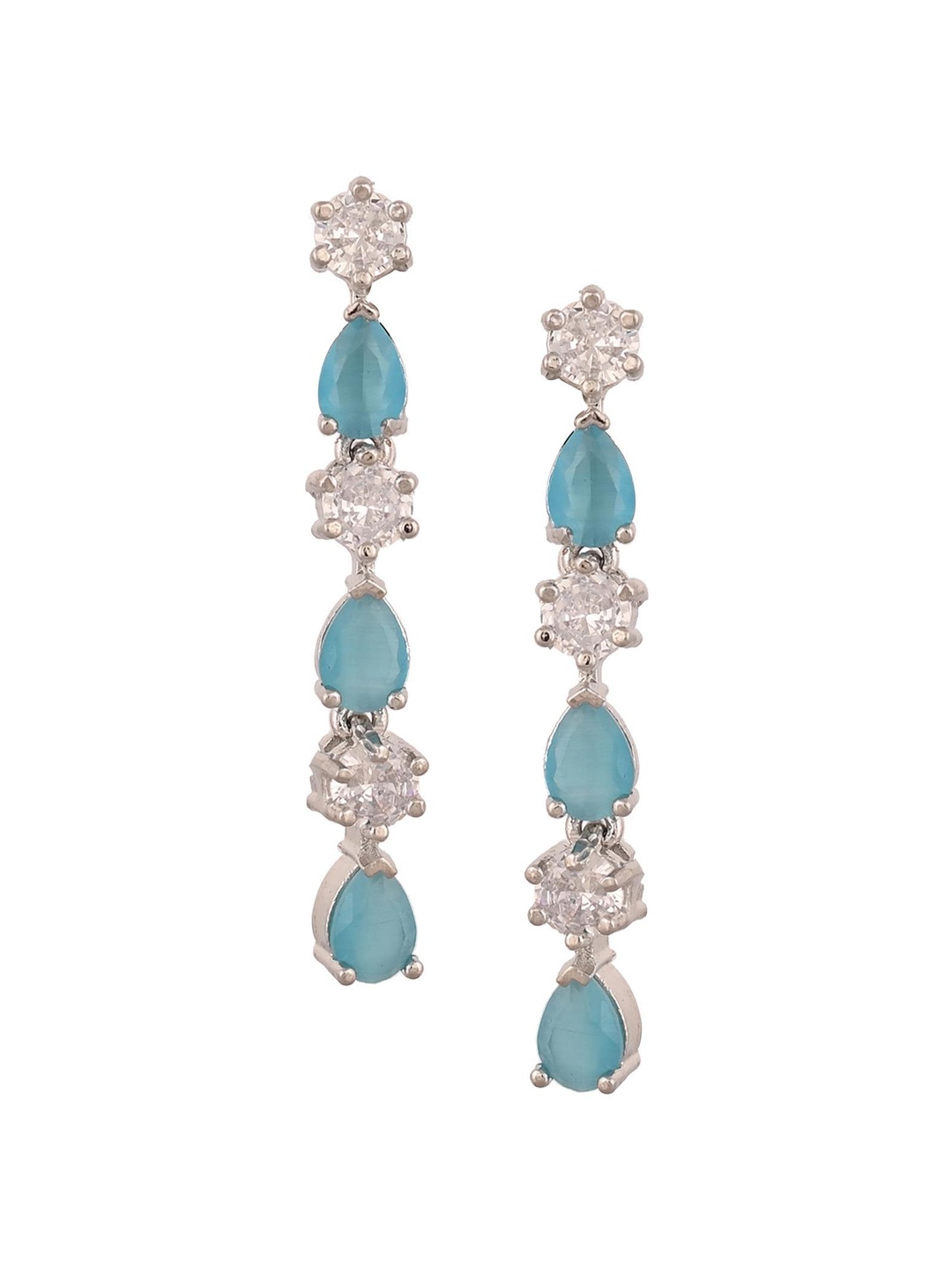 

RATNAVALI JEWELS Silver-Plated Teardrop Shaped Drop Earrings