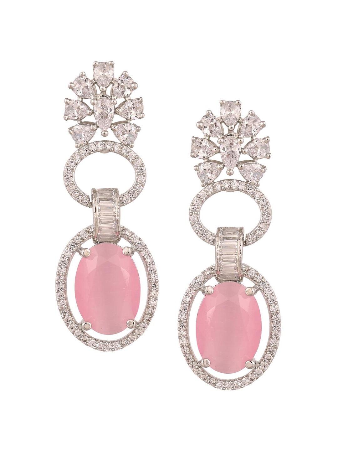 

RATNAVALI JEWELS Silver-Plated Teardrop Shaped Drop Earrings