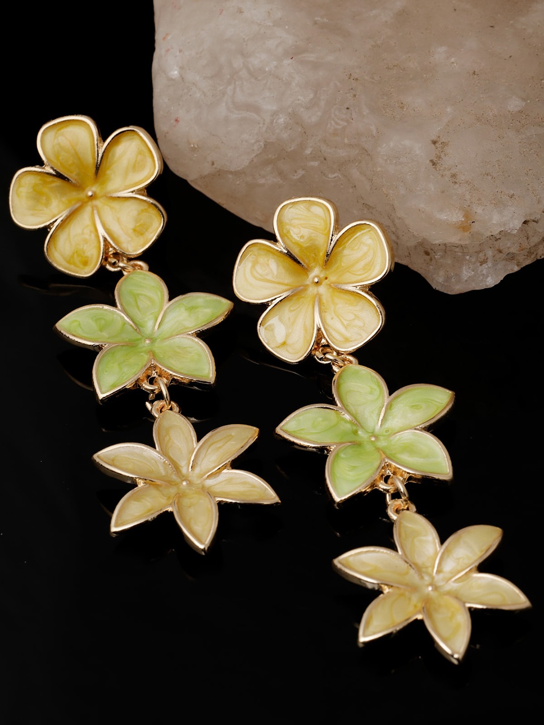 

AVANT-GARDE PARIS Gold-Plated Floral Enamelled Drop Earrings, Yellow