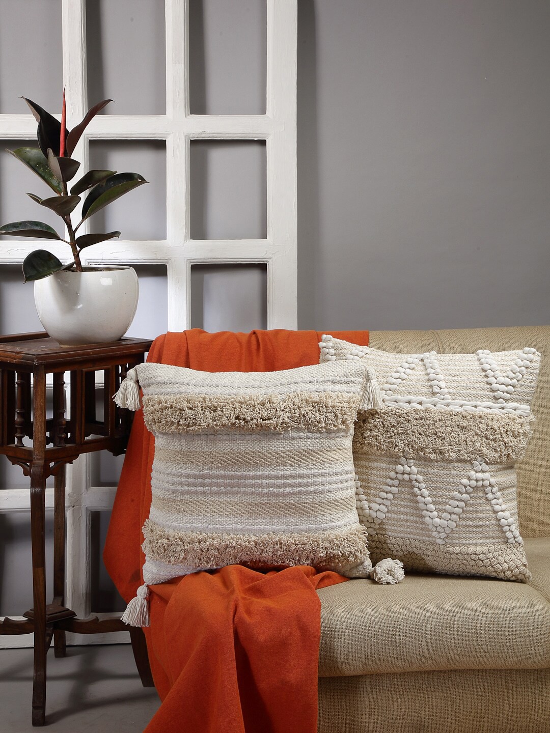 

ANWYN Off White 2 Pieces Square Cushion Covers