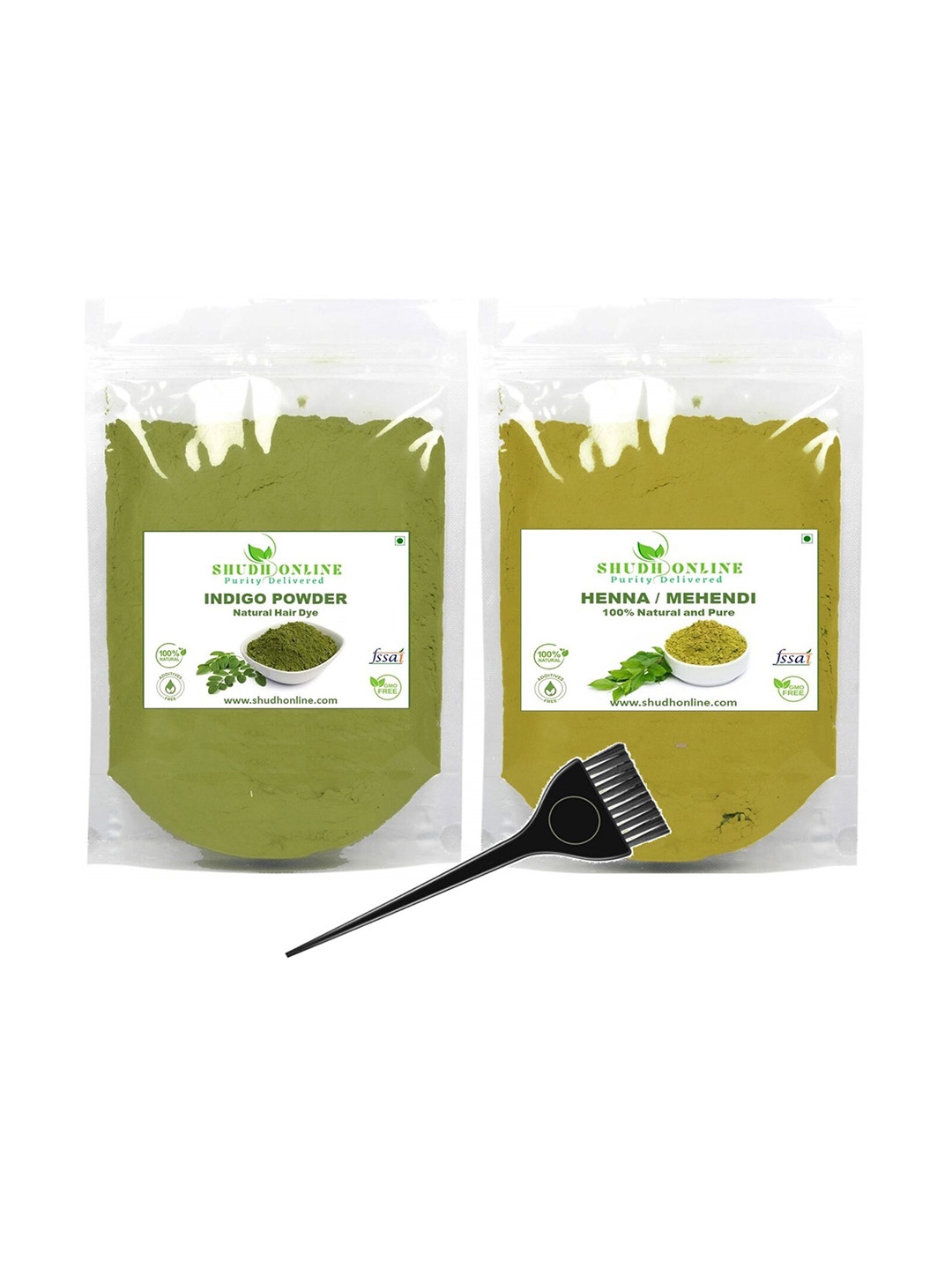 

Shudh Online Set of Indigo Powder Hair Dye & Henna Powder - 200 g Each, Brown