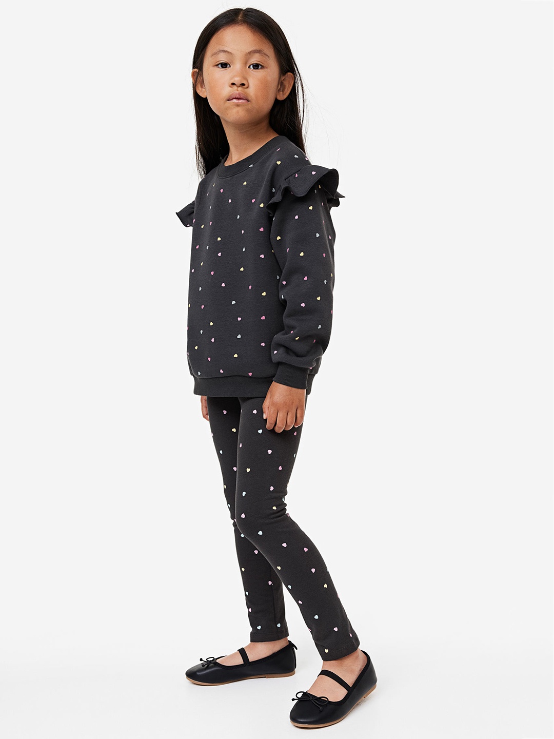 

H&M Girls Brushed-Inside Leggings, Grey