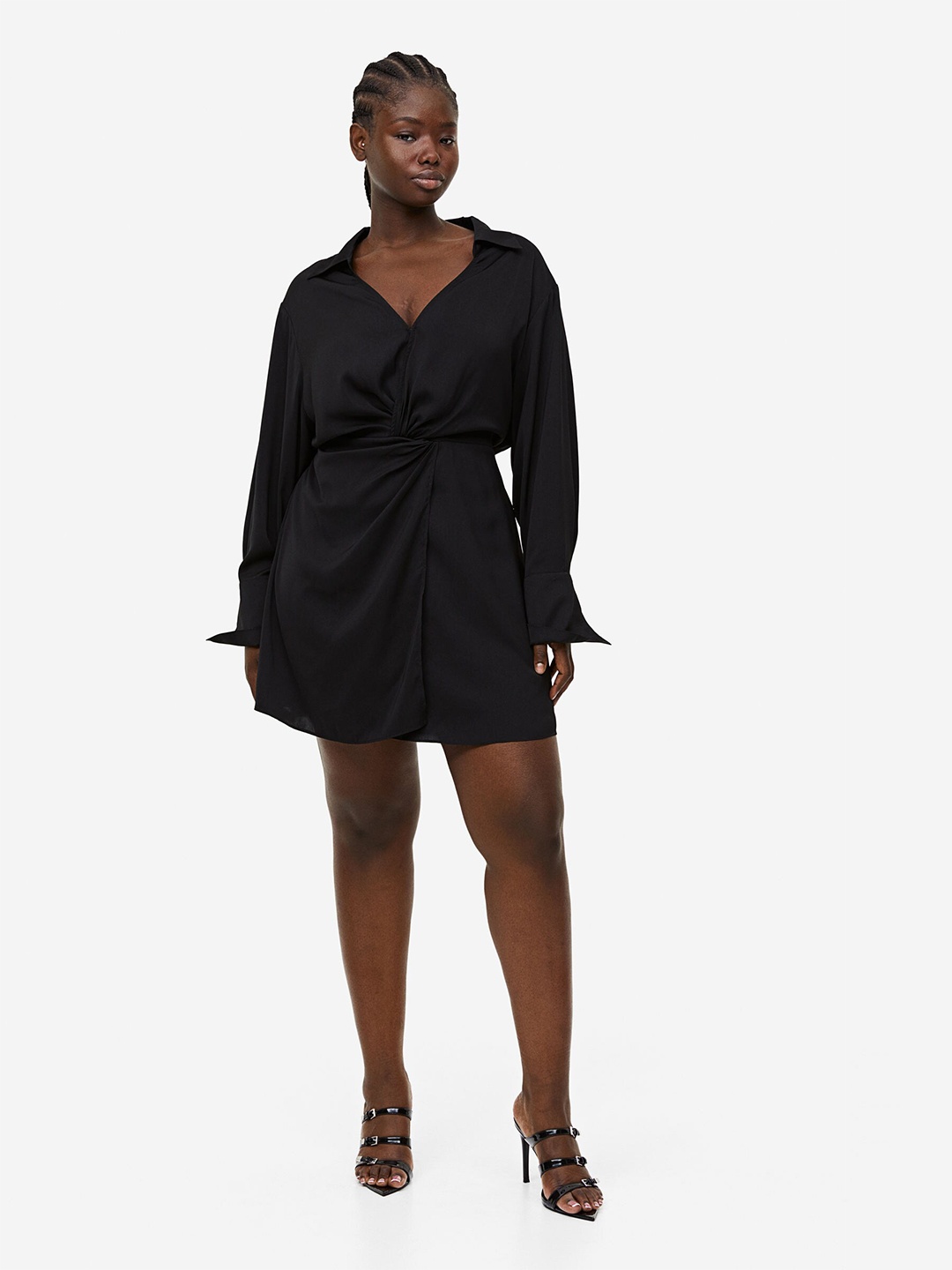 

H&M Twist-Detail Shirt Dress, Black