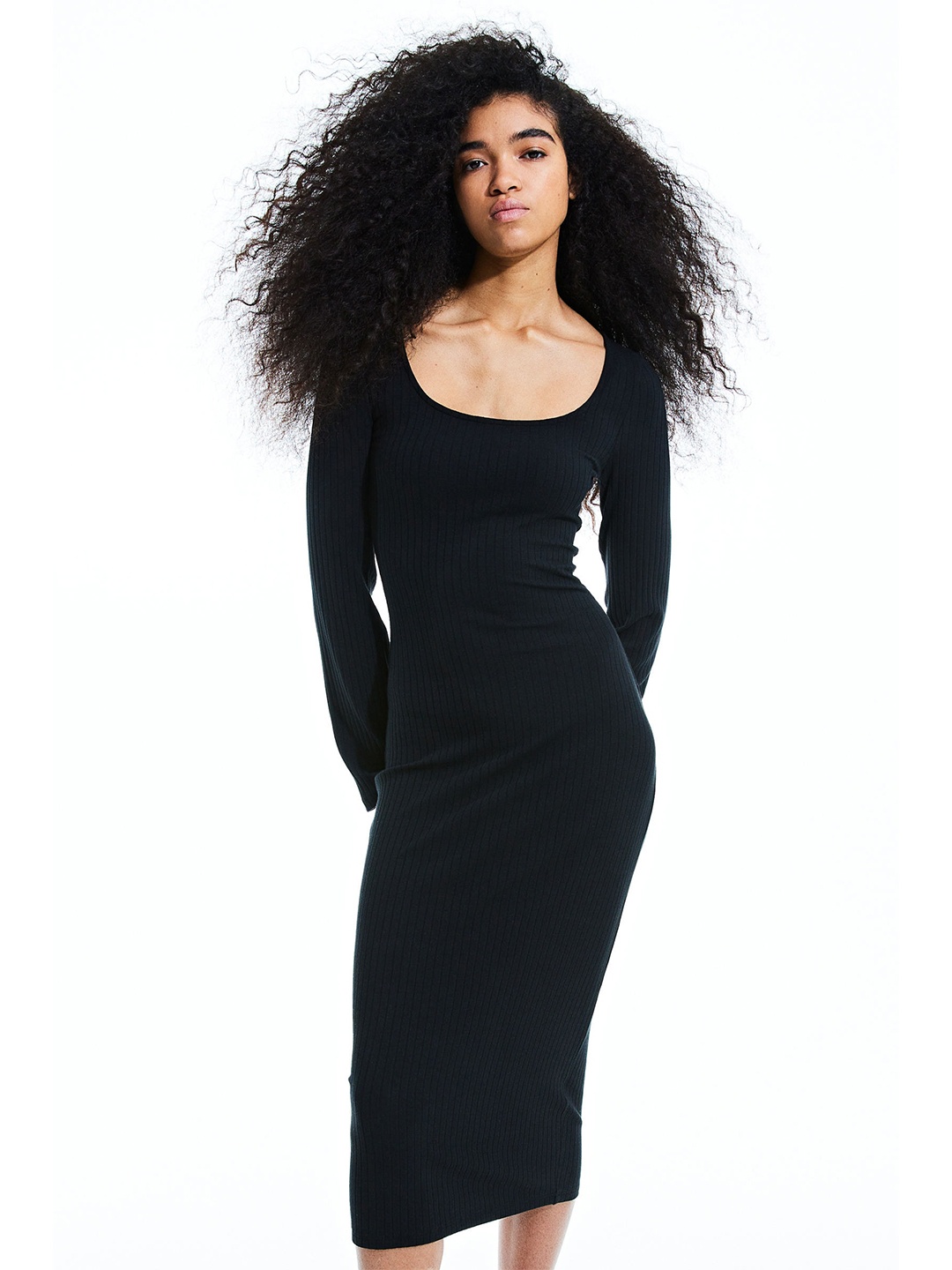 

H&M Ribbed Bodycon Dress, Black