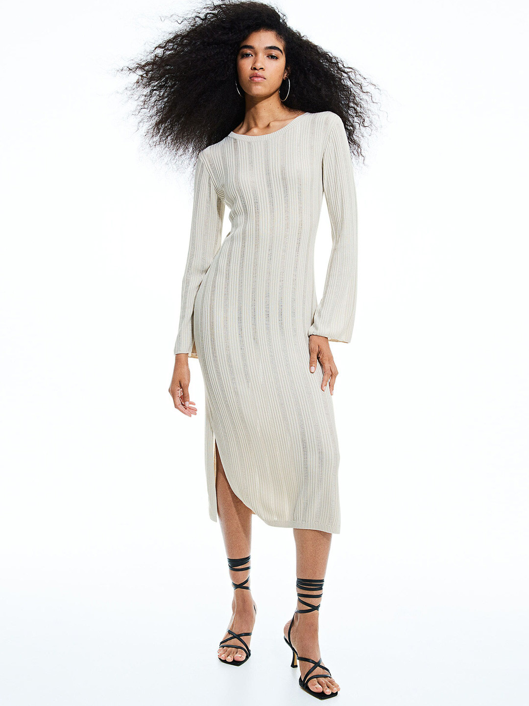 

H&M Rib-Knit Bodycon Dress, Beige