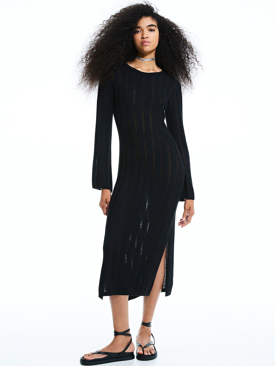 

H&M Rib-Knit Bodycon Dress, Black