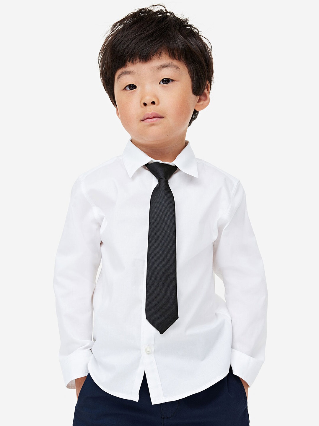 

H&M Boys Pure Cotton Shirt & Tie, White