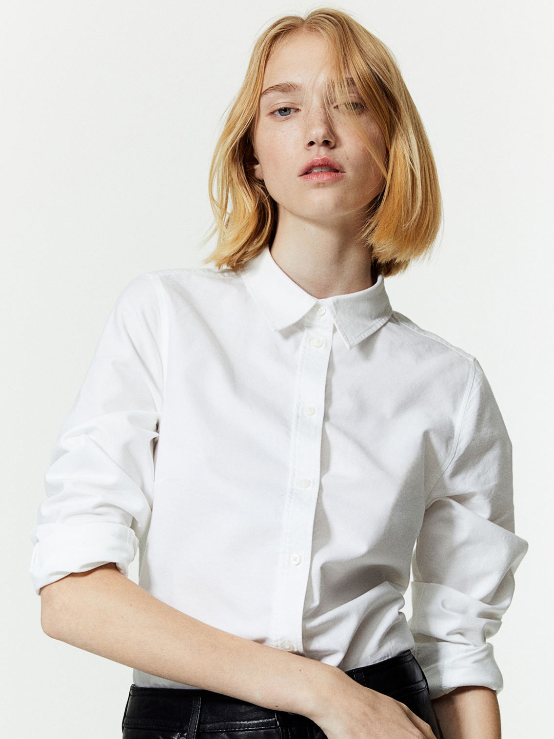 

H&M Fitted Oxford Shirt, White