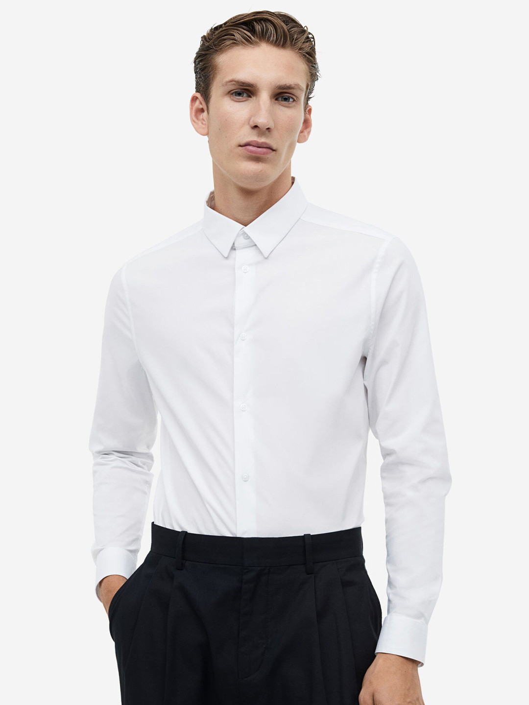 

H&M Muscle Fit Cotton Shirt, White