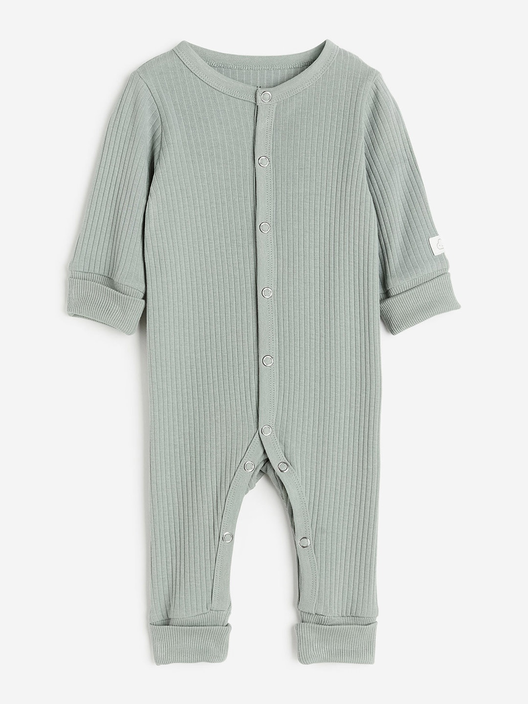 

H&M Infant Boys Pure Cotton Adjustable-Fit Romper Suit, Green