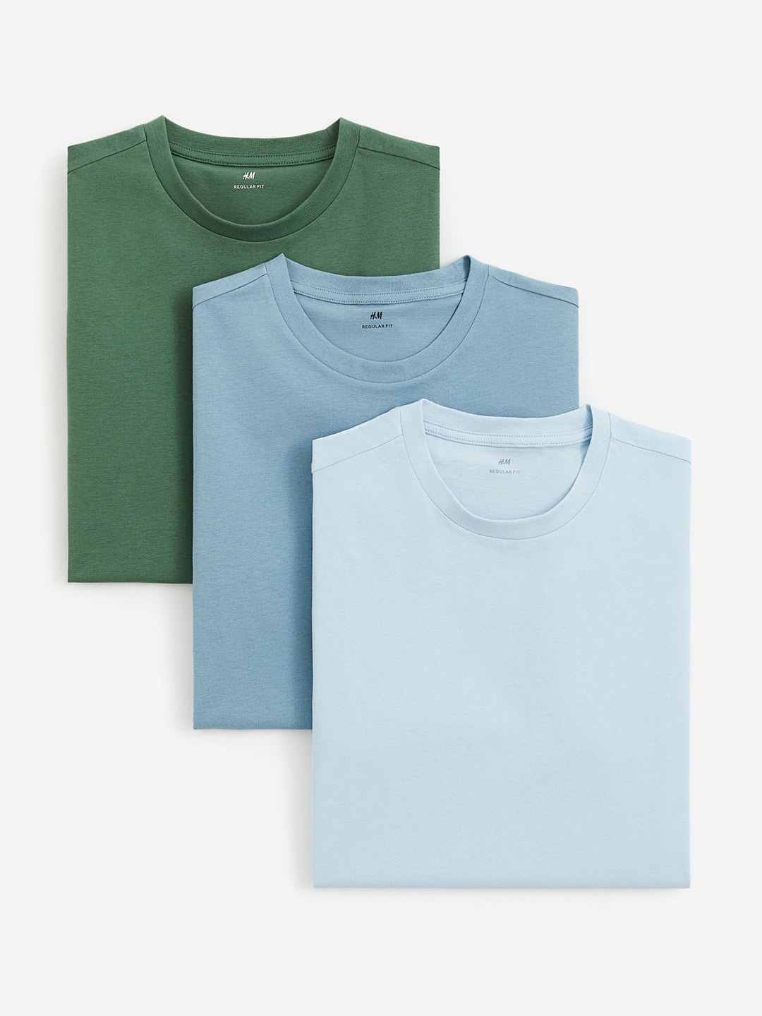 

H&M 3-Pack Regular Fit Round-Neck T-shirts, Green