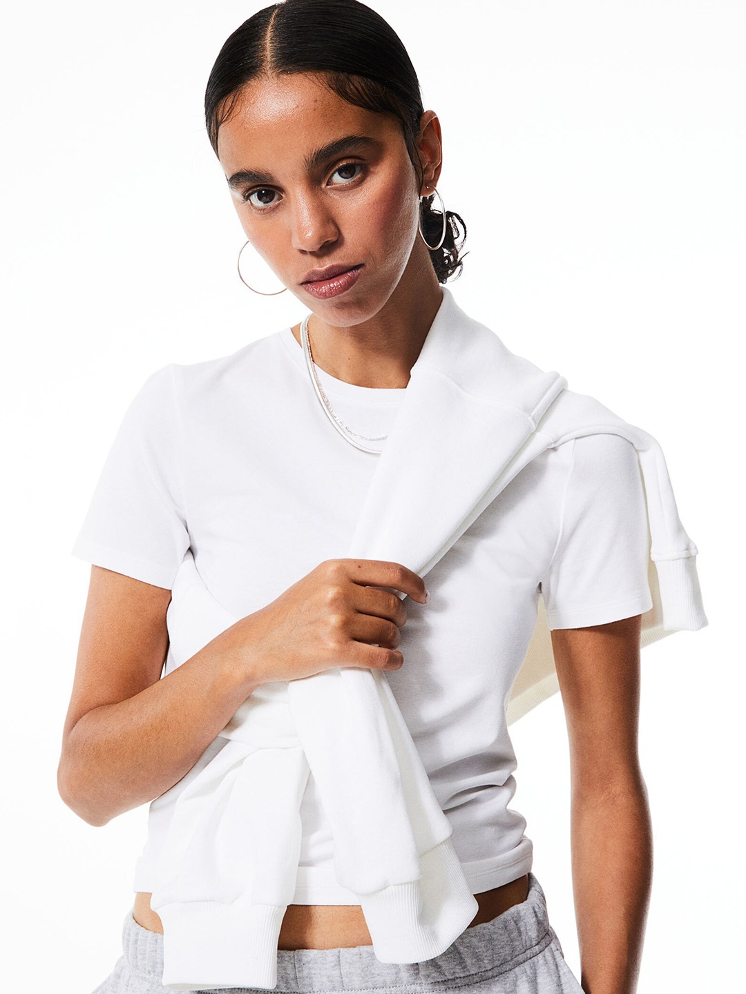 

H&M Fitted T-shirt, White