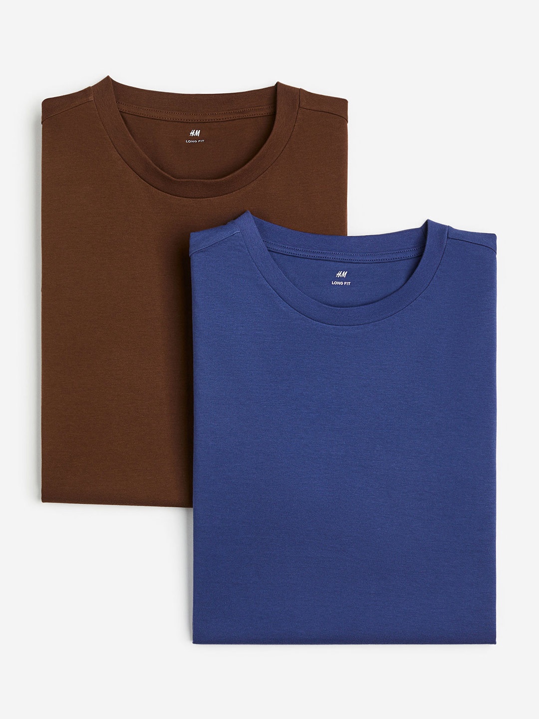 

H&M 2-Pack Long Fit T-shirts, Brown