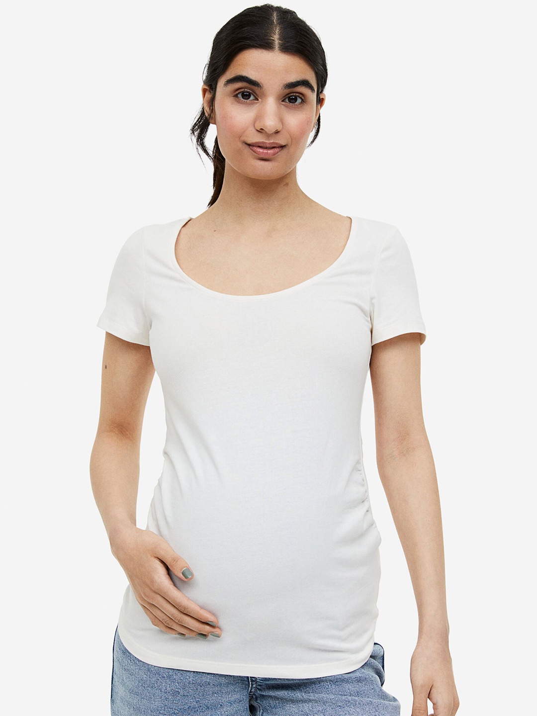 

H&M MAMA 2-Pack Deep-Neck Tops, White