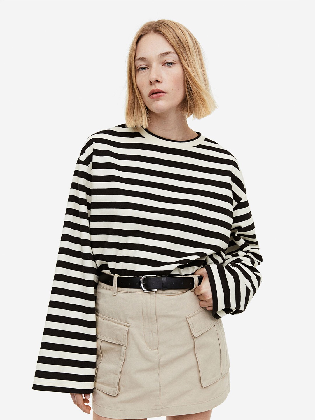 

H&M Oversized Cotton Top, Black