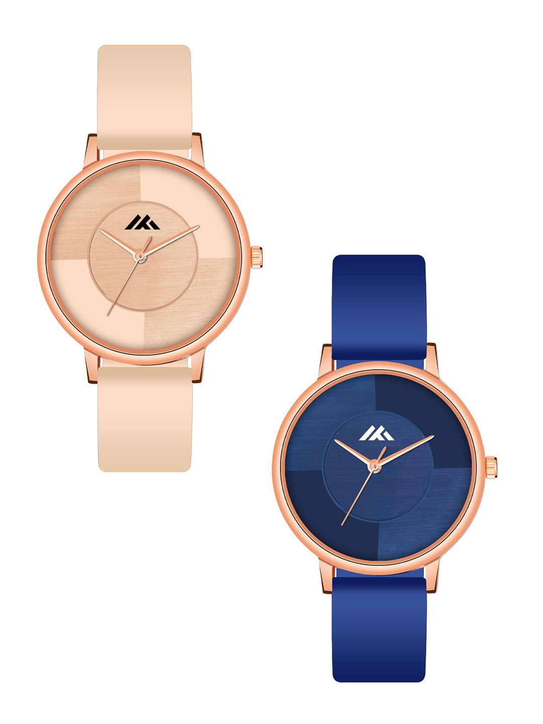 Shocknshop Women Pack Of 2 Round Analogue Watch MT537-40, Beige