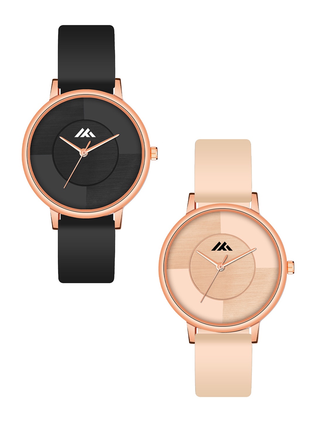 

Shocknshop Women Pack Of 2 Round Analogue Watch MT536-37, Black