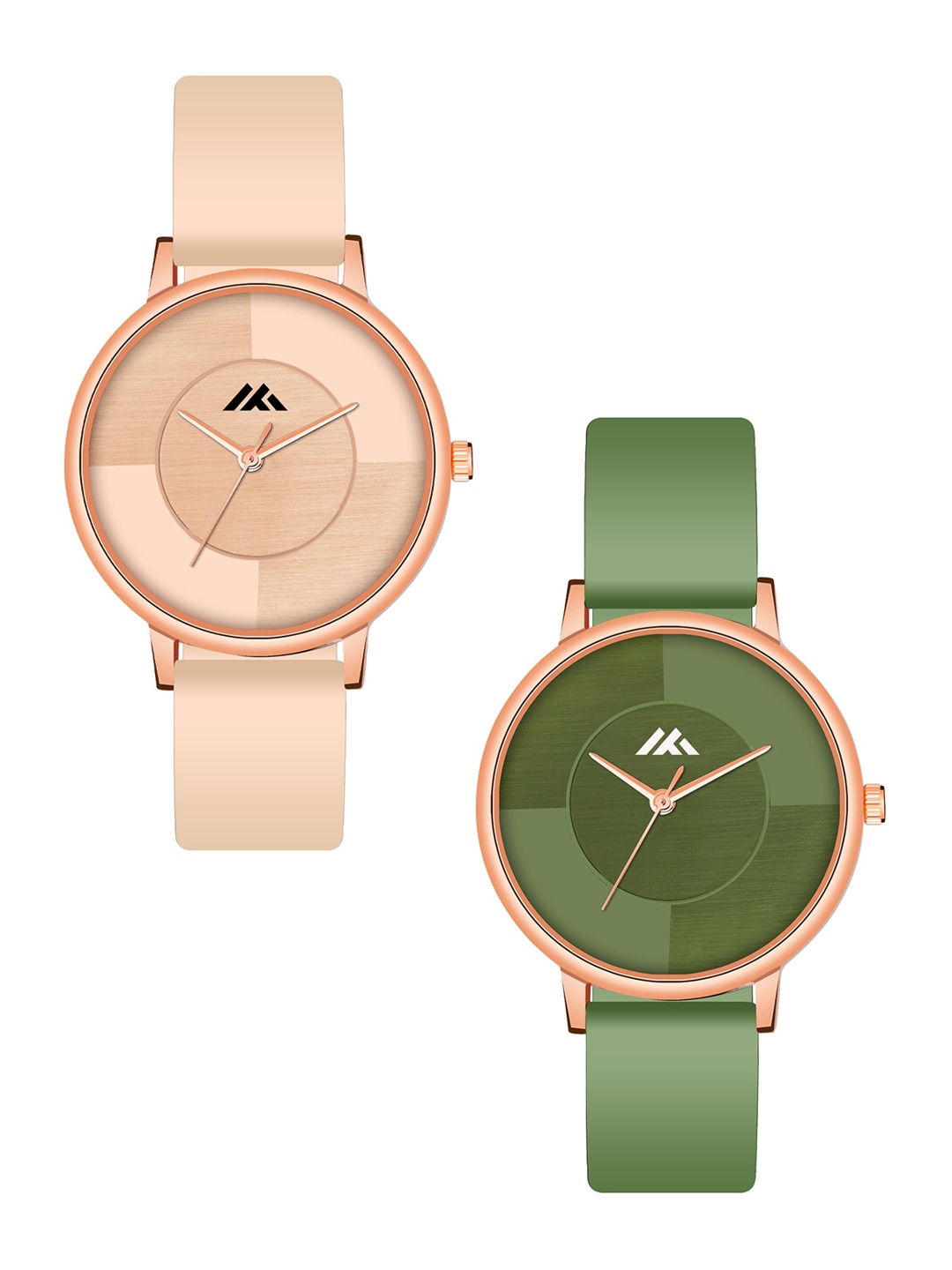 

Shocknshop Women Pack Of 2 Round Analogue Watch MT537-38, Beige