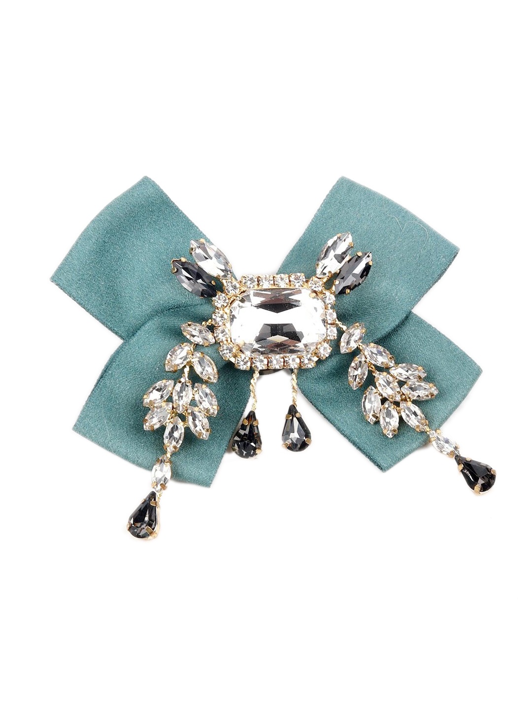 

ODETTE Blow With Crystal Embellishments Brooch, Green