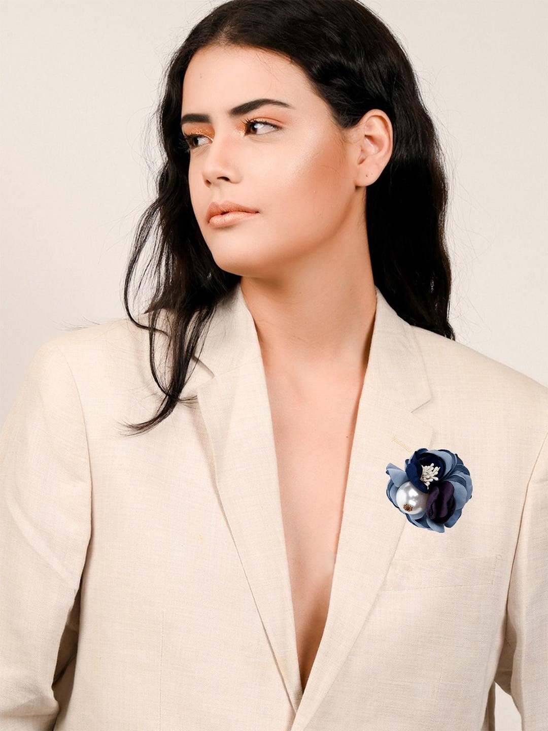

ODETTE Rose Charm Brooch, Blue