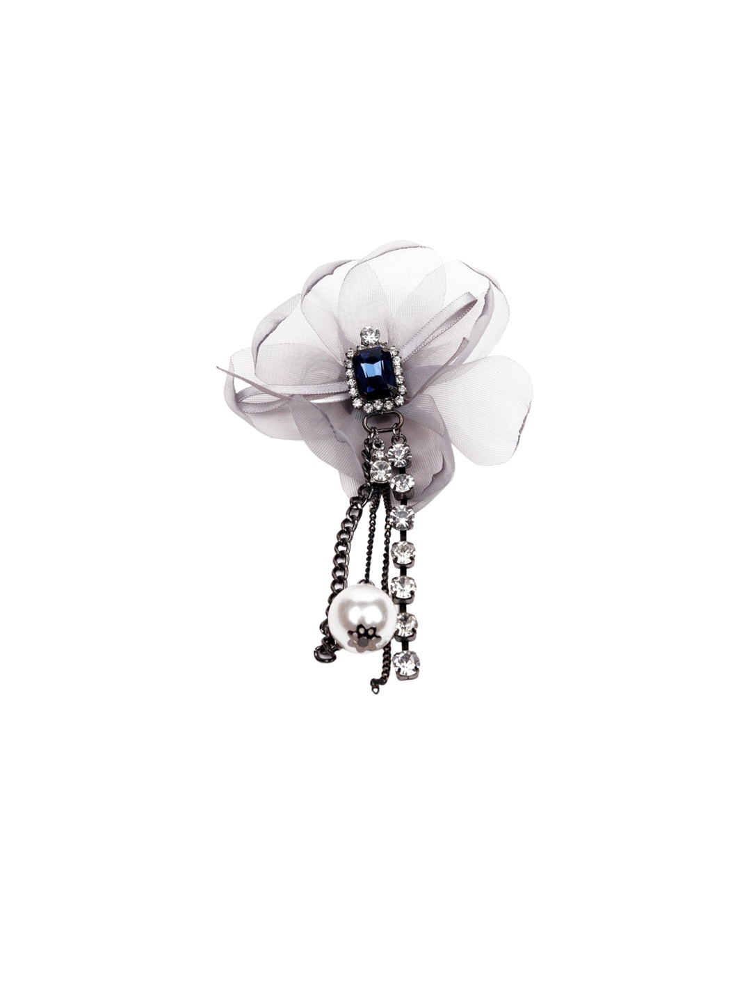 

ODETTE Sapphire-Studded With Crystal Floral Brooch, Blue