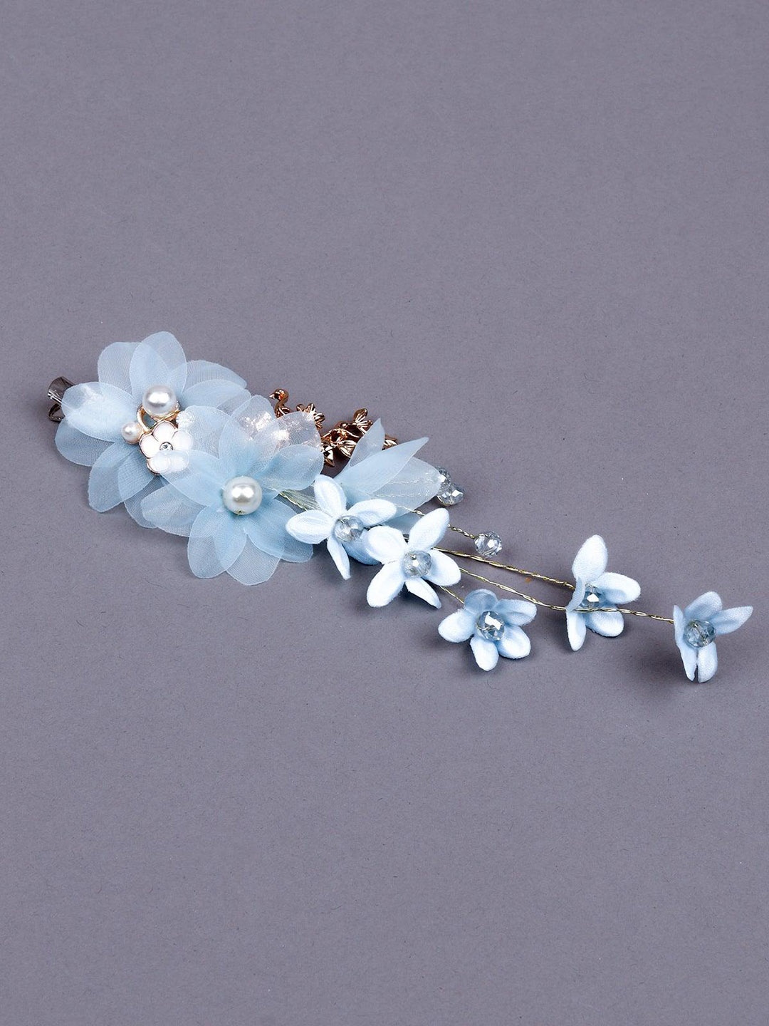 

ODETTE Floral Embellished Brooch, Blue