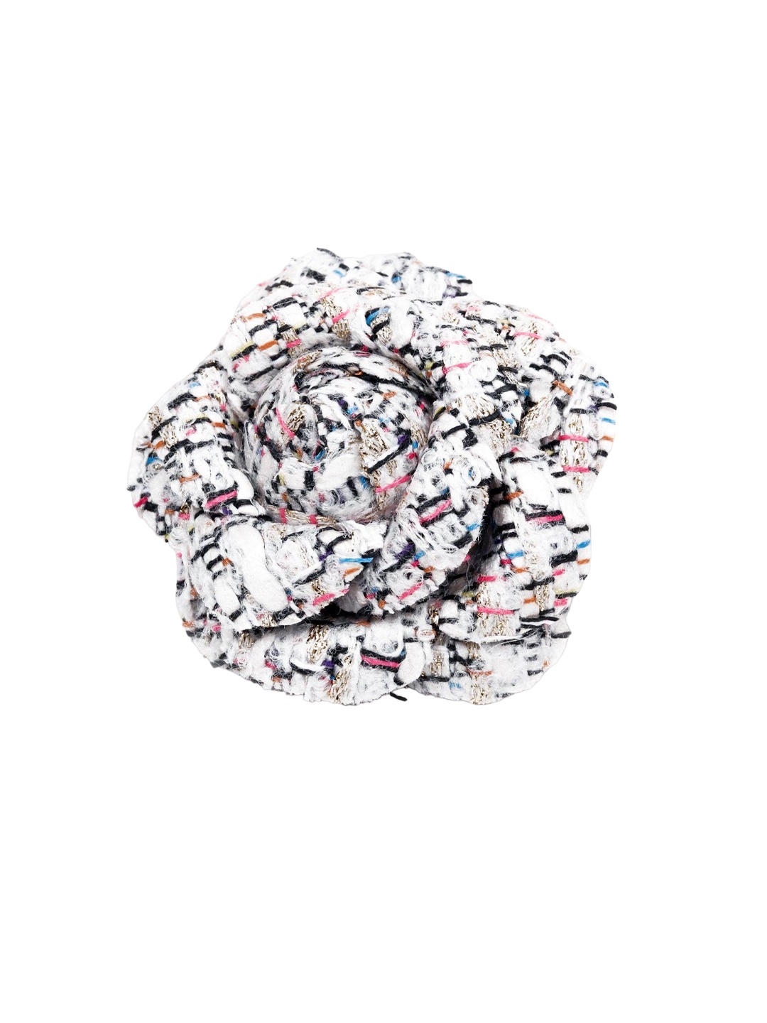 

ODETTE Tweed Rose Charm Brooch, White