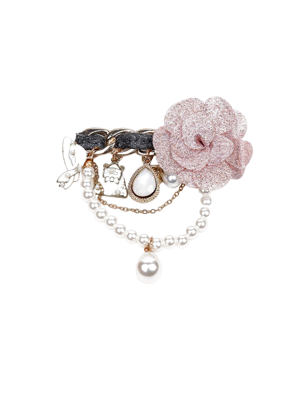 

ODETTE Floral Embellished Brooch, Pink