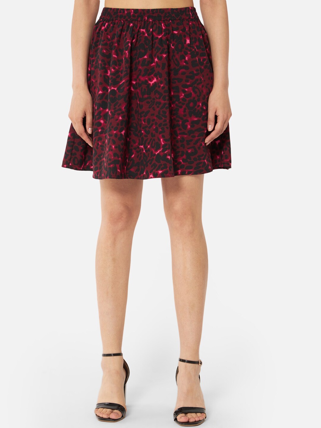 

ALL WAYS YOU Animal Printed A-Line Skirts, Maroon