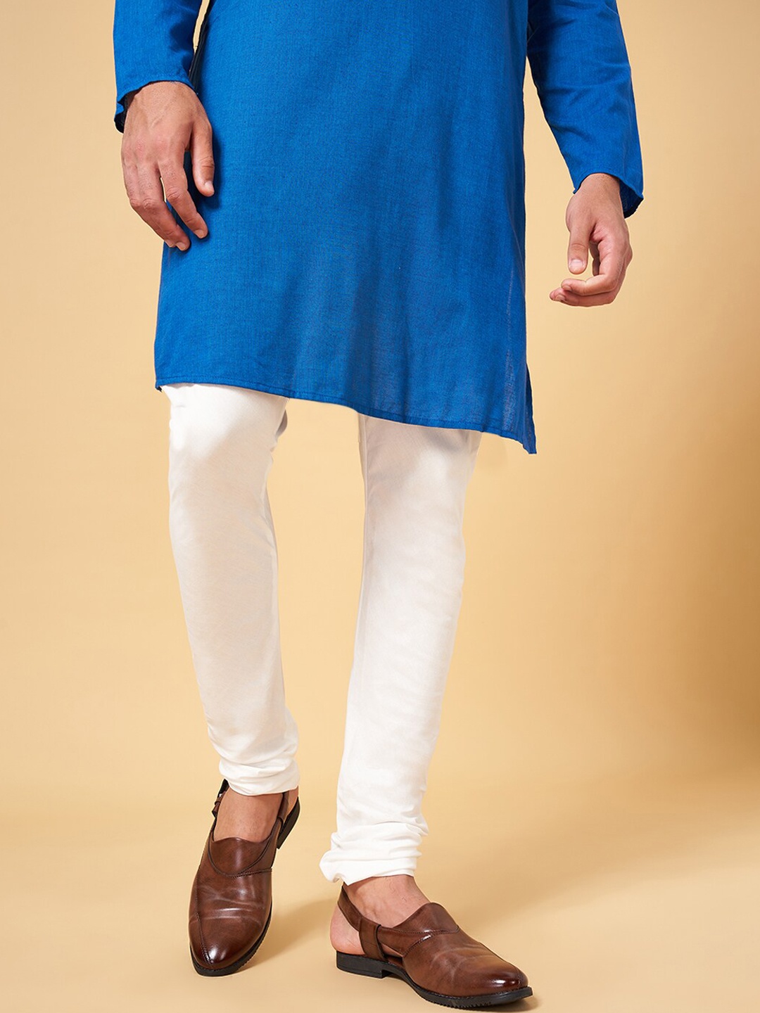 

indus route by Pantaloons Men Straight Fit Cotton Churidar, Off white