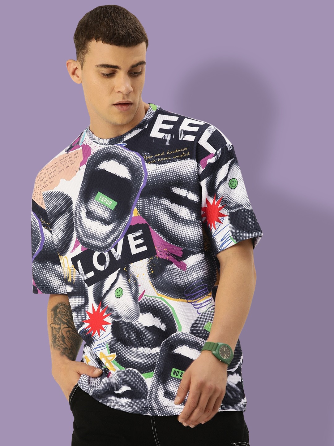 

Bene Kleed Men Oversized Graphic T-shirt, White