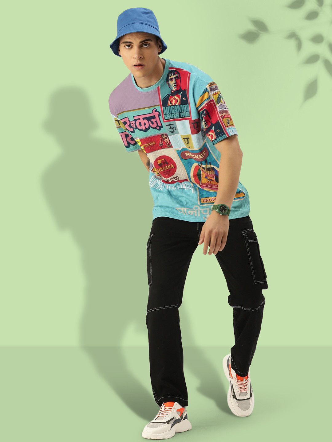 

Bene Kleed Oversized Graphic Printed T-shirt, Turquoise blue