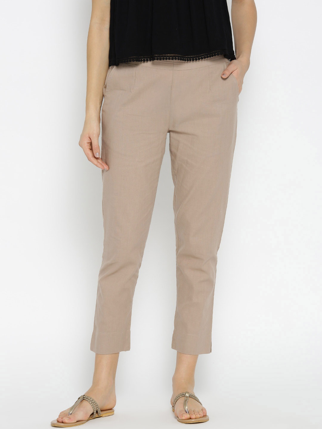 

AURELIA Women Brown Solid Trousers