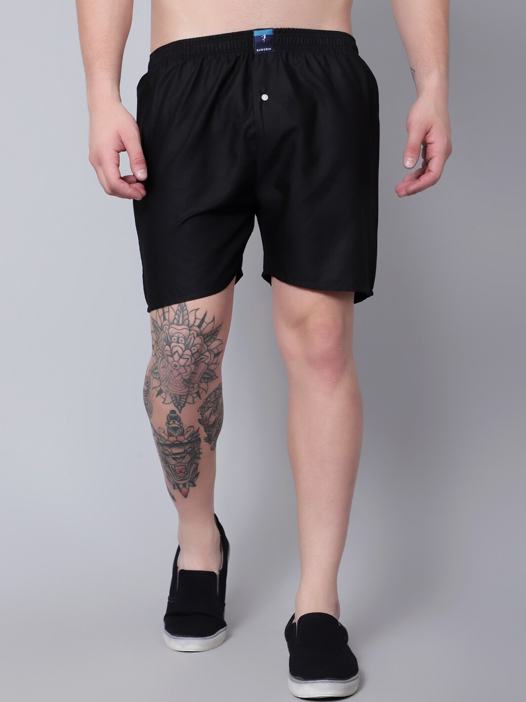 

BAWERIN Pure Cotton Breathable Boxers 5-Solidcolour, Black